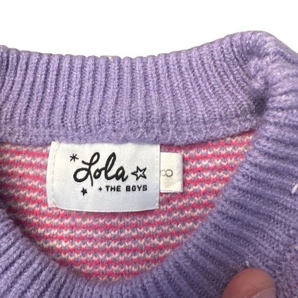 Lola & The Boys Purple Loved Print Crewneck Sweater Toddler Size 8 - Picture 2 of 2